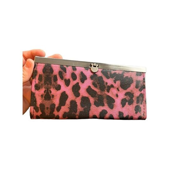 Vintage Pink & Black Leopard Print Clutch Wallet - Picture 2 of 9